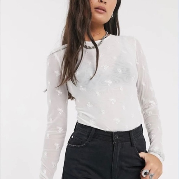 Free People Tops - NWT $78 Free People Make Out Mesh Bodysuit Ivory S